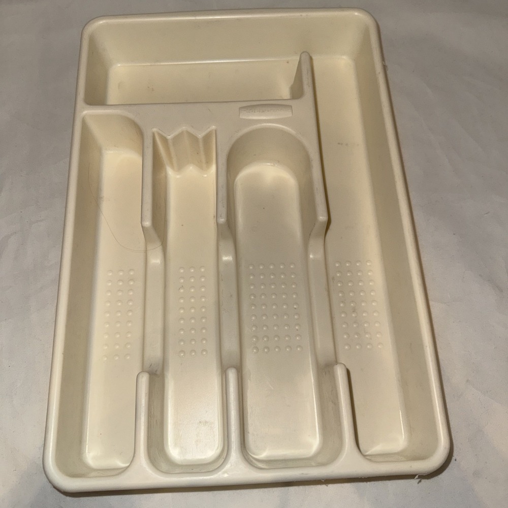 Vintage Rubbermaid 2919 Silverware Organizer Holder‎ Tray 14"x9.5" Off White